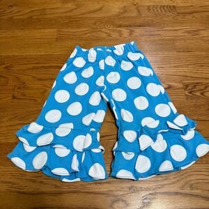Monkey‎ Tails Blue Polka Dot Ruffle Pants Girls Size 3T Toddler
